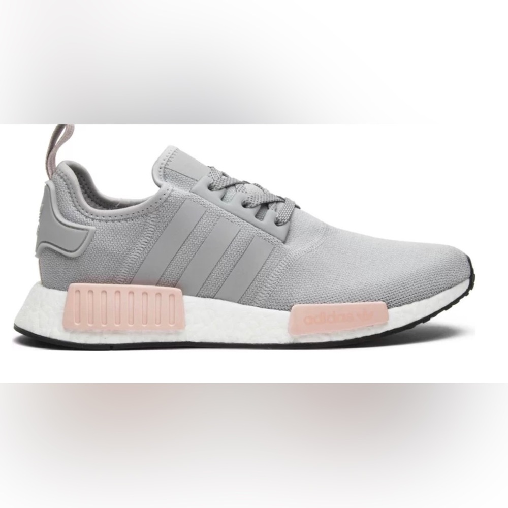 Grey and pink adidas NMD R1 shoes. Women’s size 11
